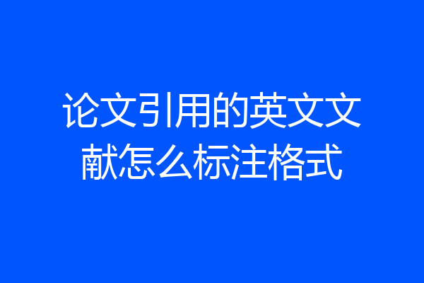 论文引用的英文文献怎么标注格式