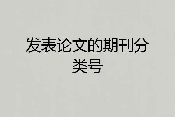 发表论文的期刊分类号