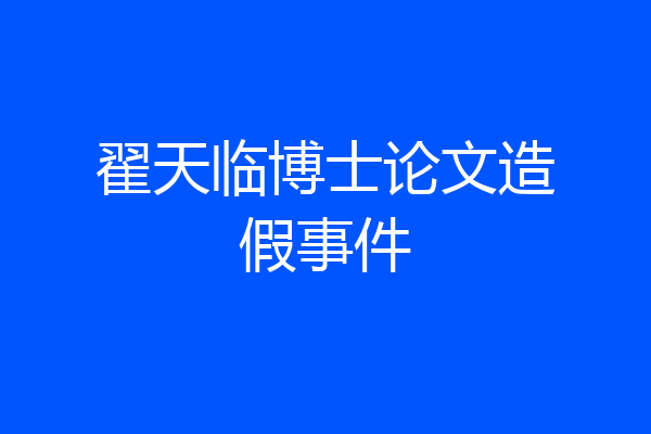 翟天临博士论文造假事件