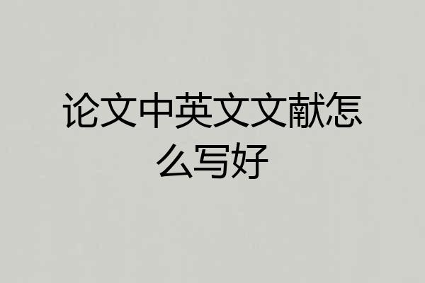 论文中英文文献怎么写好