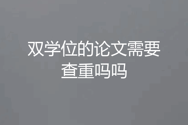 双学位的论文需要查重吗吗
