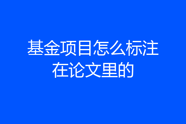 基金项目怎么标注在论文里的