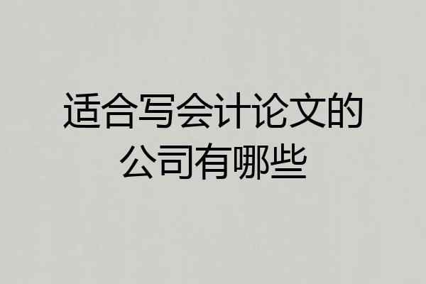 适合写会计论文的公司有哪些