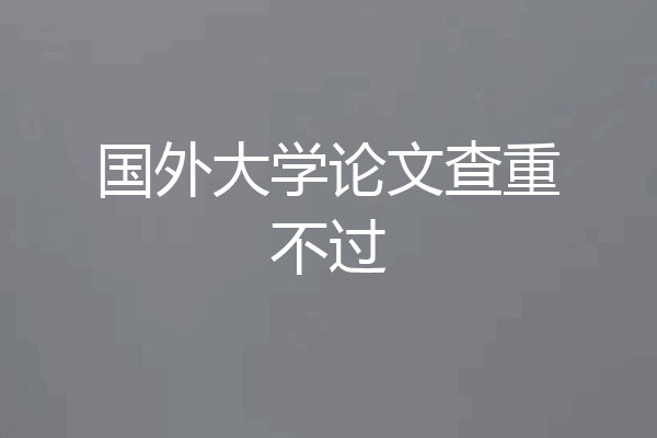 国外大学论文查重不过
