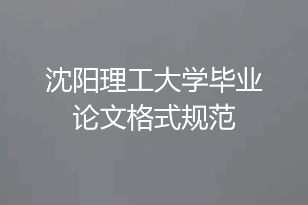 沈阳理工大学毕业论文格式规范