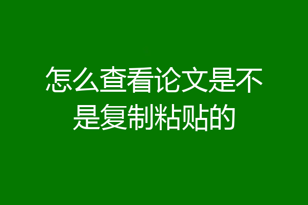 怎么查看论文是不是复制粘贴的