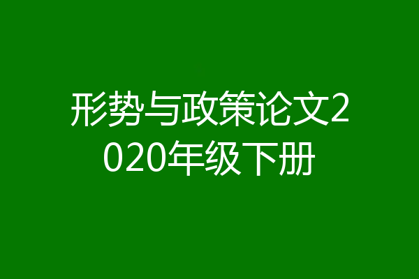 形势与政策论文2020年级下册