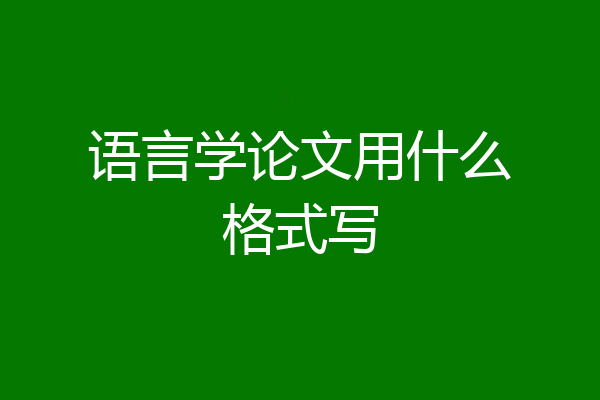 语言学论文用什么格式写