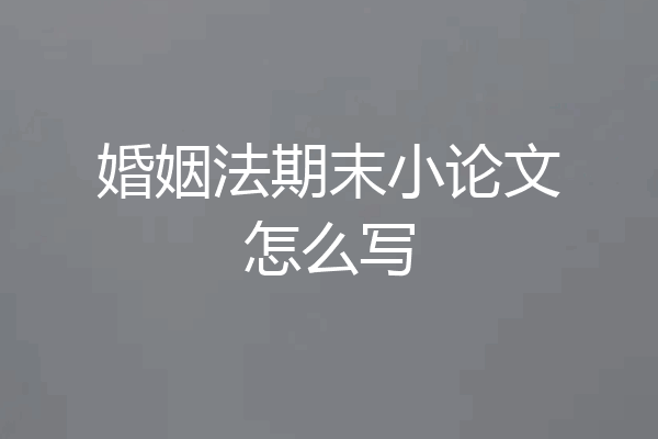婚姻法期末小论文怎么写