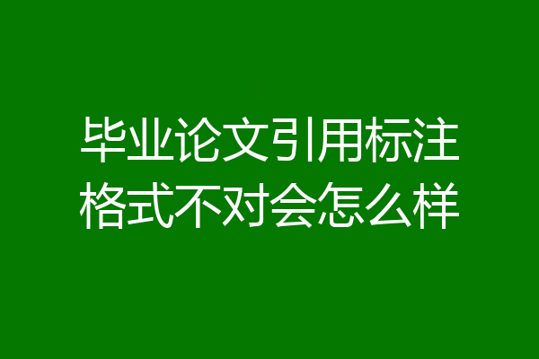 毕业论文引用标注格式不对会怎么样