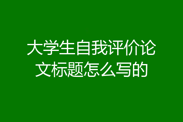 大学生自我评价论文标题怎么写的