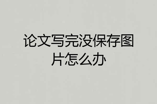 论文写完没保存图片怎么办
