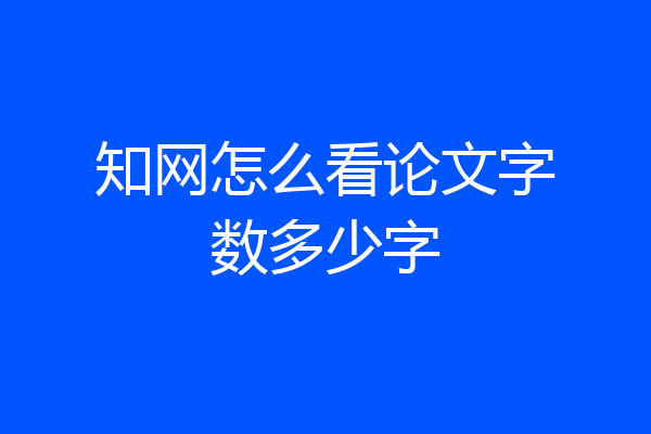 知网怎么看论文字数多少字