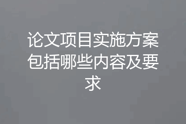 论文项目实施方案包括哪些内容及要求