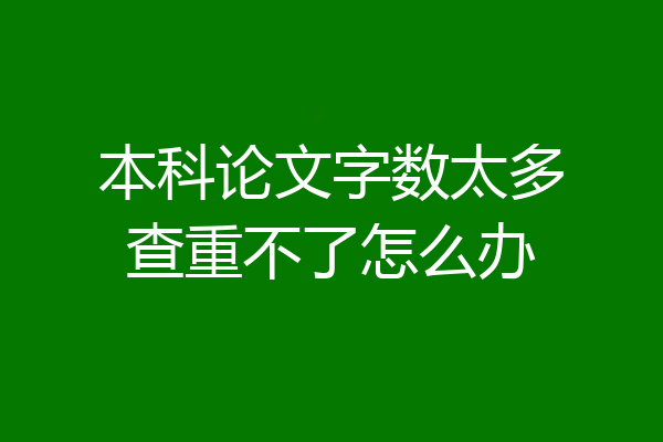 本科论文字数太多查重不了怎么办