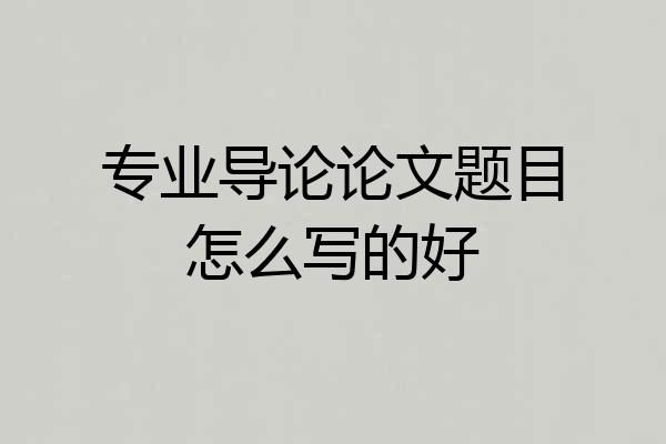 专业导论论文题目怎么写的好