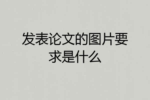 发表论文的图片要求是什么