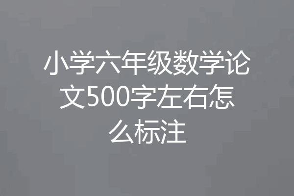 小学六年级数学论文500字左右怎么标注