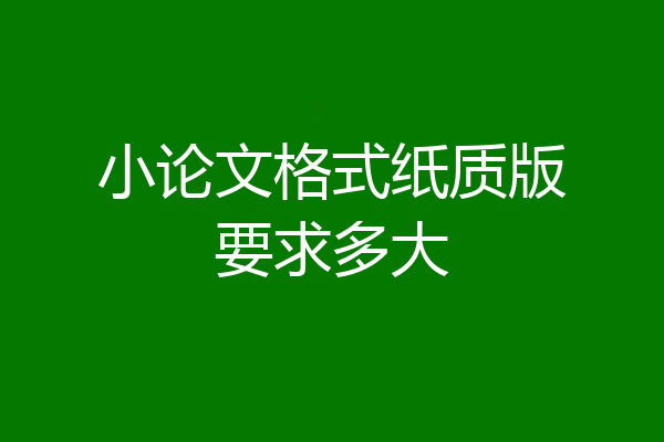 小论文格式纸质版要求多大