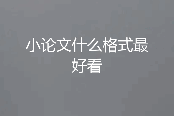 小论文什么格式最好看