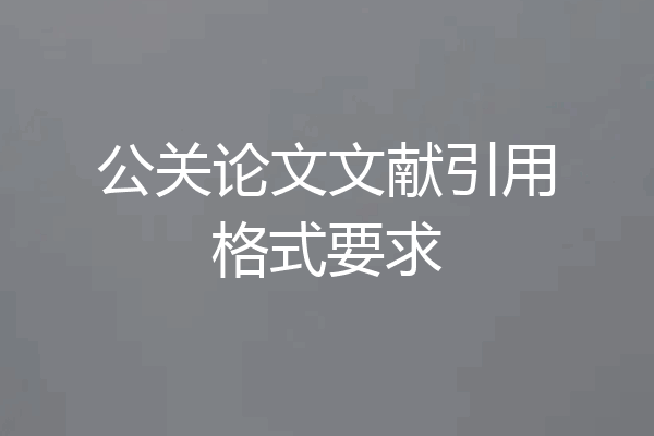 公关论文文献引用格式要求