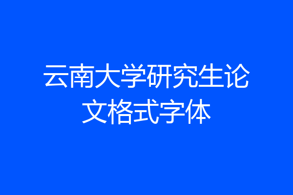 云南大学研究生论文格式字体