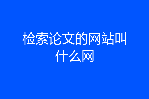 检索论文的网站叫什么网