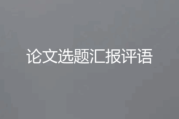 论文选题汇报评语