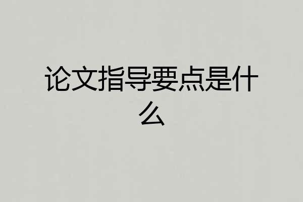论文指导要点是什么