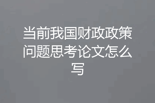 当前我国财政政策问题思考论文怎么写