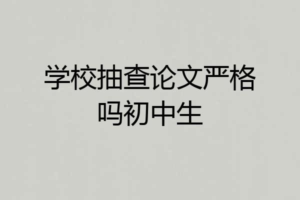 学校抽查论文严格吗初中生