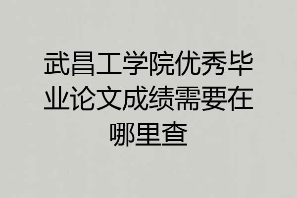 武昌工学院优秀毕业论文成绩需要在哪里查