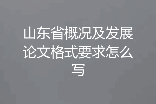 山东省概况及发展论文格式要求怎么写