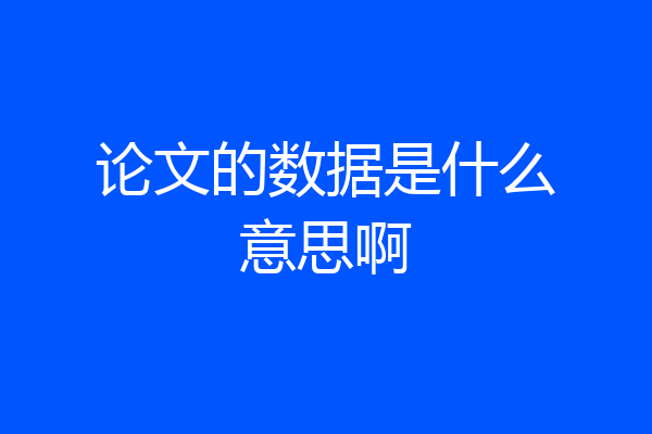 论文的数据是什么意思啊