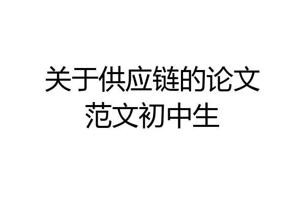 关于供应链的论文范文初中生
