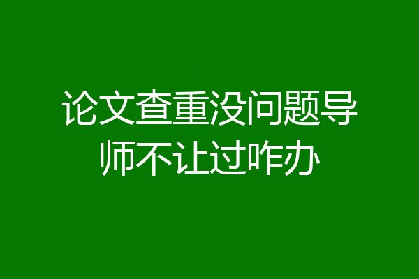 论文查重没问题导师不让过咋办