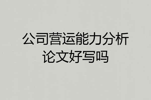 公司营运能力分析论文好写吗