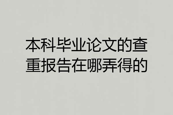 本科毕业论文的查重报告在哪弄得的