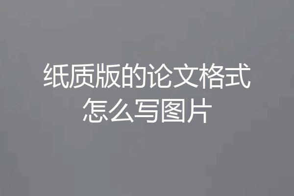 纸质版的论文格式怎么写图片