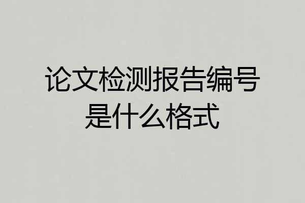 论文检测报告编号是什么格式