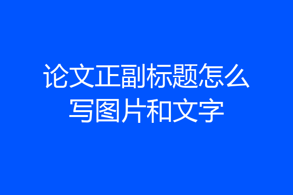 论文正副标题怎么写图片和文字