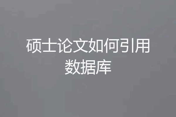 硕士论文如何引用数据库