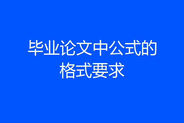 毕业论文中公式的格式要求