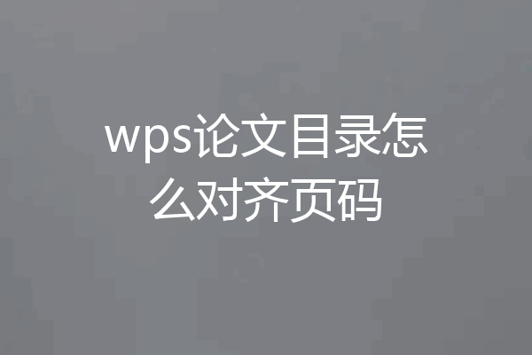 wps论文目录怎么对齐页码