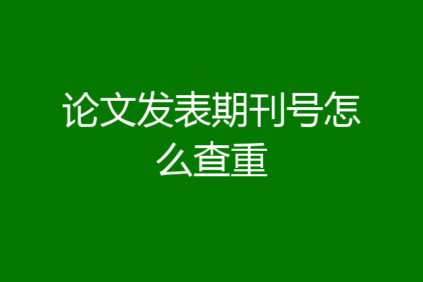 论文发表期刊号怎么查重