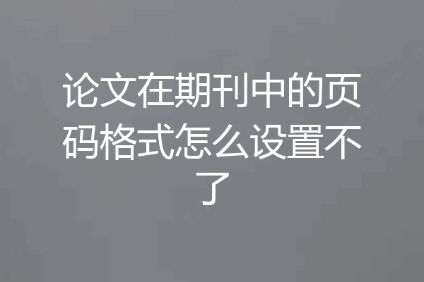 论文在期刊中的页码格式怎么设置不了