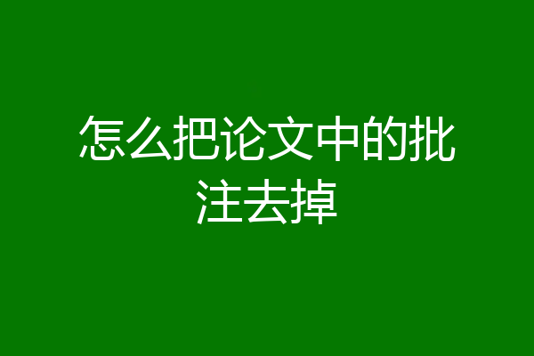 怎么把论文中的批注去掉