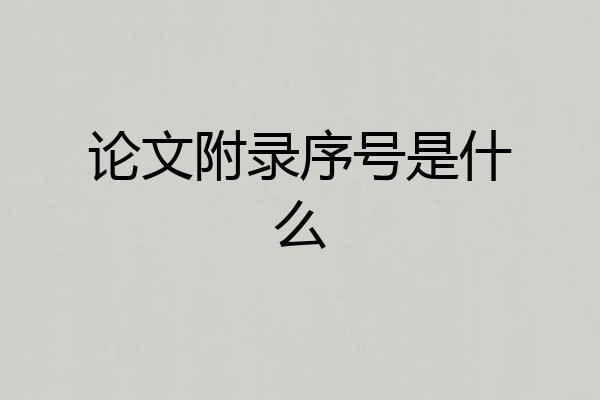 论文附录序号是什么