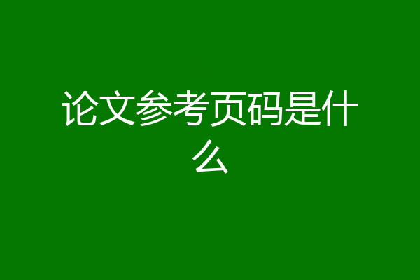 论文参考页码是什么