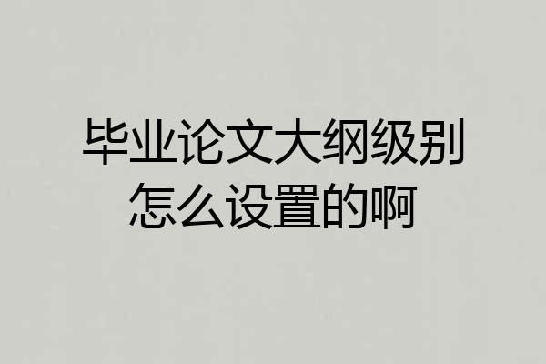 毕业论文大纲级别怎么设置的啊